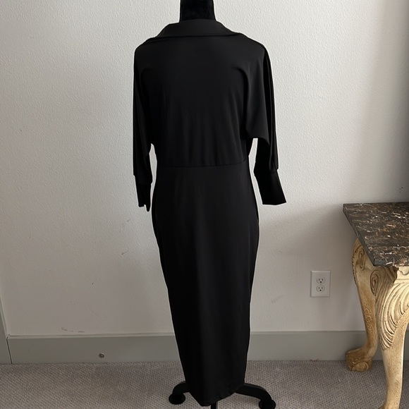 Dillards little black dress Sz 1X 3/4 sleeves crossed front - Picture 5 of 9